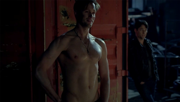 Eric Northman Topless (Alexander Skarsgard) and Bill (Stephen Moyer) True Blood Turn Turn Turn